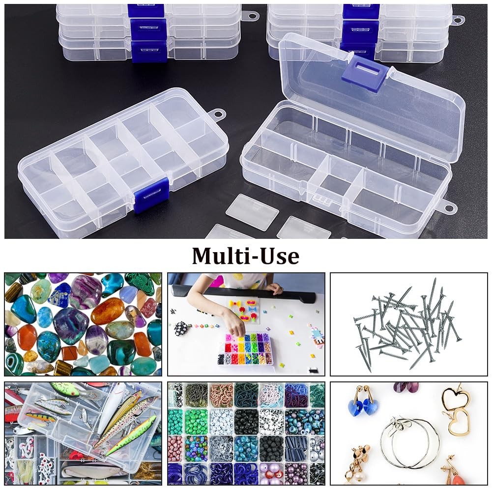 10 Pack 8 Grids Mini Plastic Organizer Box, 2.7×4.2×0.8inch Clear Plastic Jew…