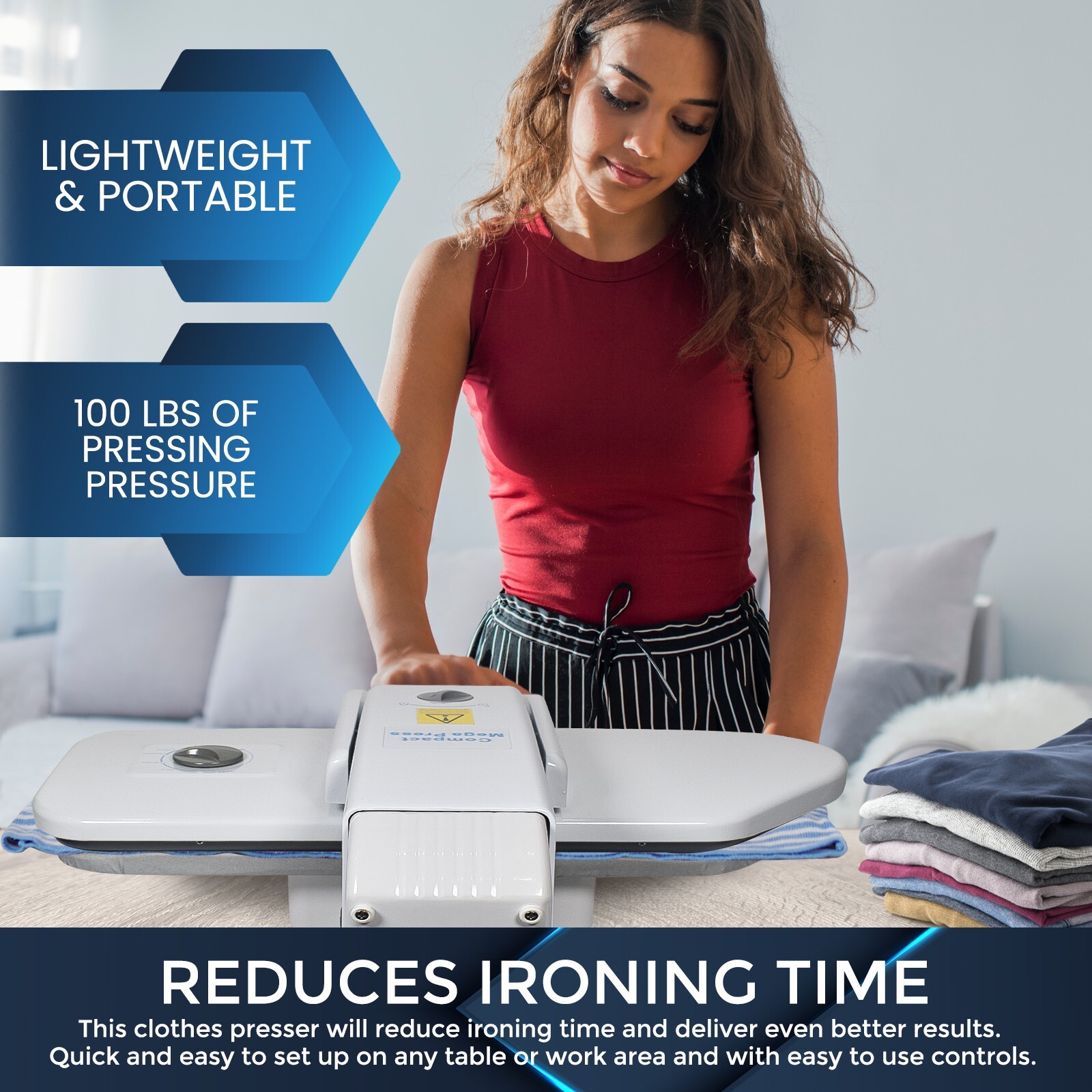 Home Steam Press Laundry Ironing Press Clothing Press Compact With Stand