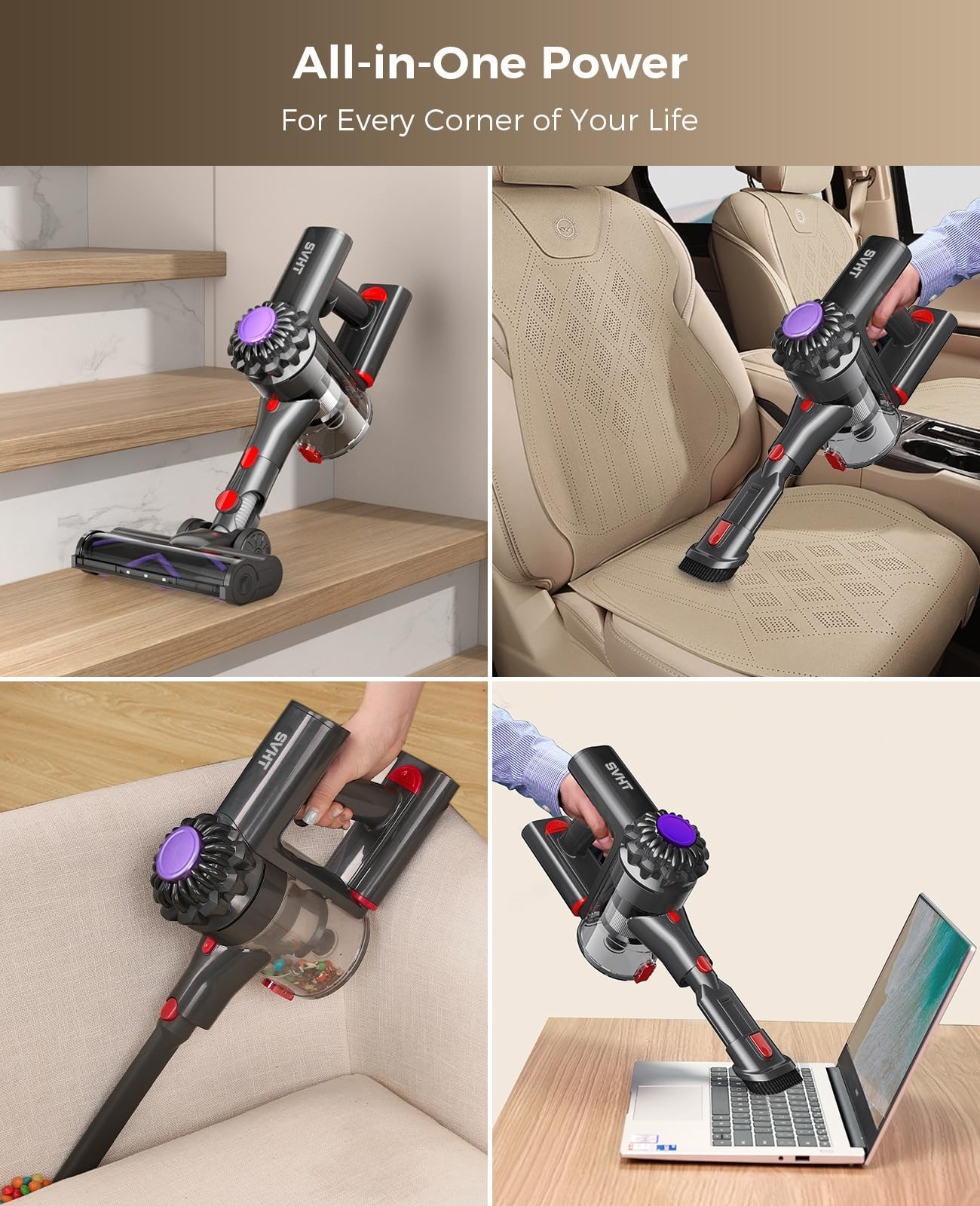 Cordless Vacuum Cleaner, 450W 40KPA Vacuum Cleaners for Home, 45Mins Lightweight