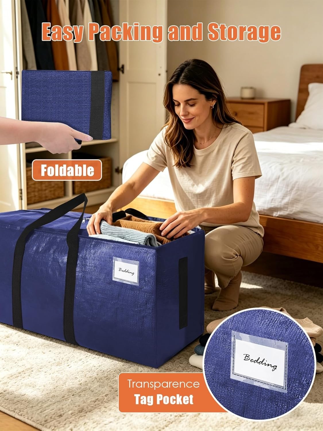 8 Pack Extra Large Heavy-Duty Moving Bags – 200LB Capacity for Safe Storage
