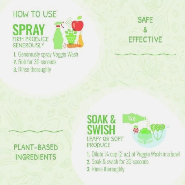 Veggie Wash Certified Organic Fruit and Vegetable Cleaner Pack of 3 16 Fl Oz New