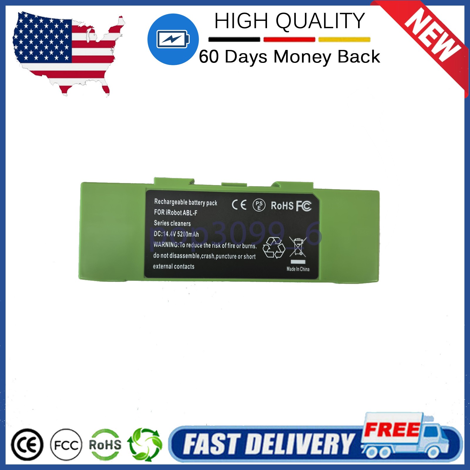 14.4V 5200mAh ABL-F Li-ion Extended Battery for iRobot Roomba J6+ J7+ J8+ J9+