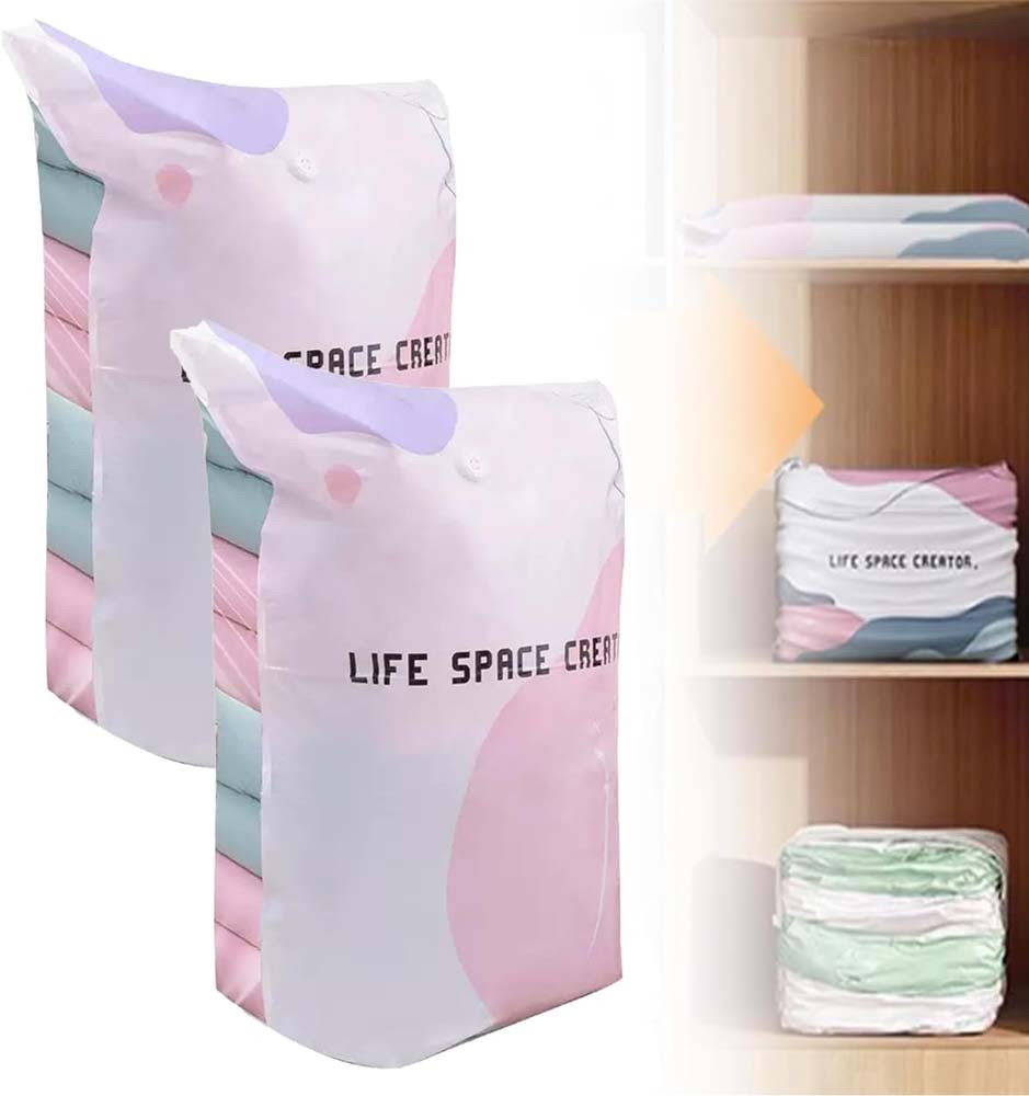 No-Pump Vacuum Storage Bags Large Cube Space Saver Compression Bags1/2/3Pcs