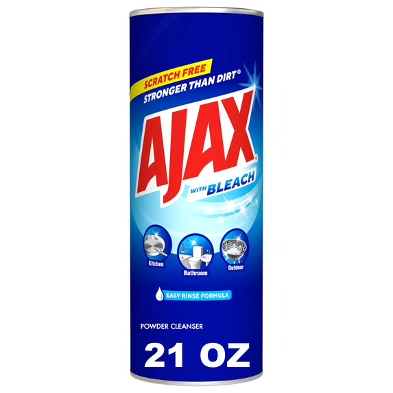 (6 pack) Ajax Powder Cleanser with Bleach, Scratch-Free Formula, 21 oz Bottle