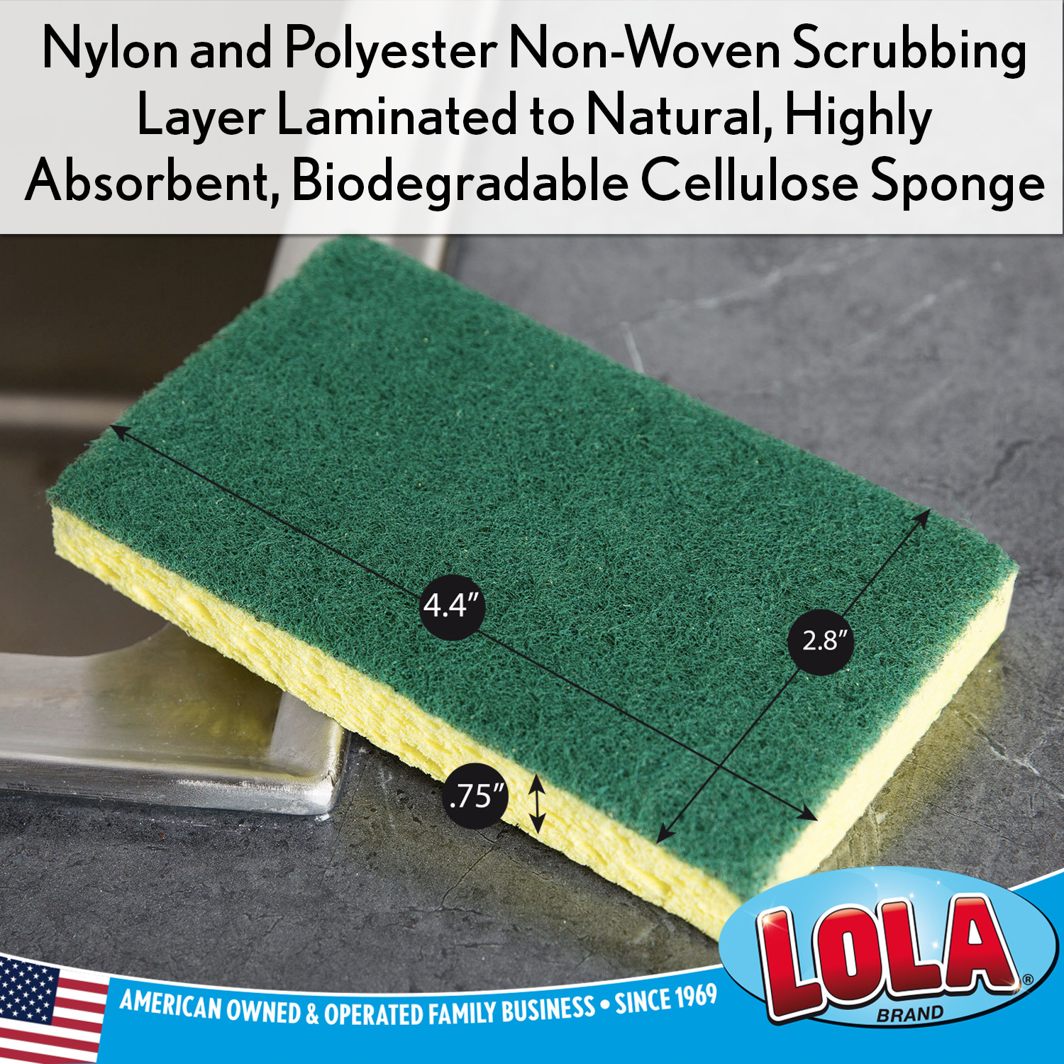 Cellulose Sponge & Scourer – Heavy Duty Dual Purpose Super Absorbent by LOLA