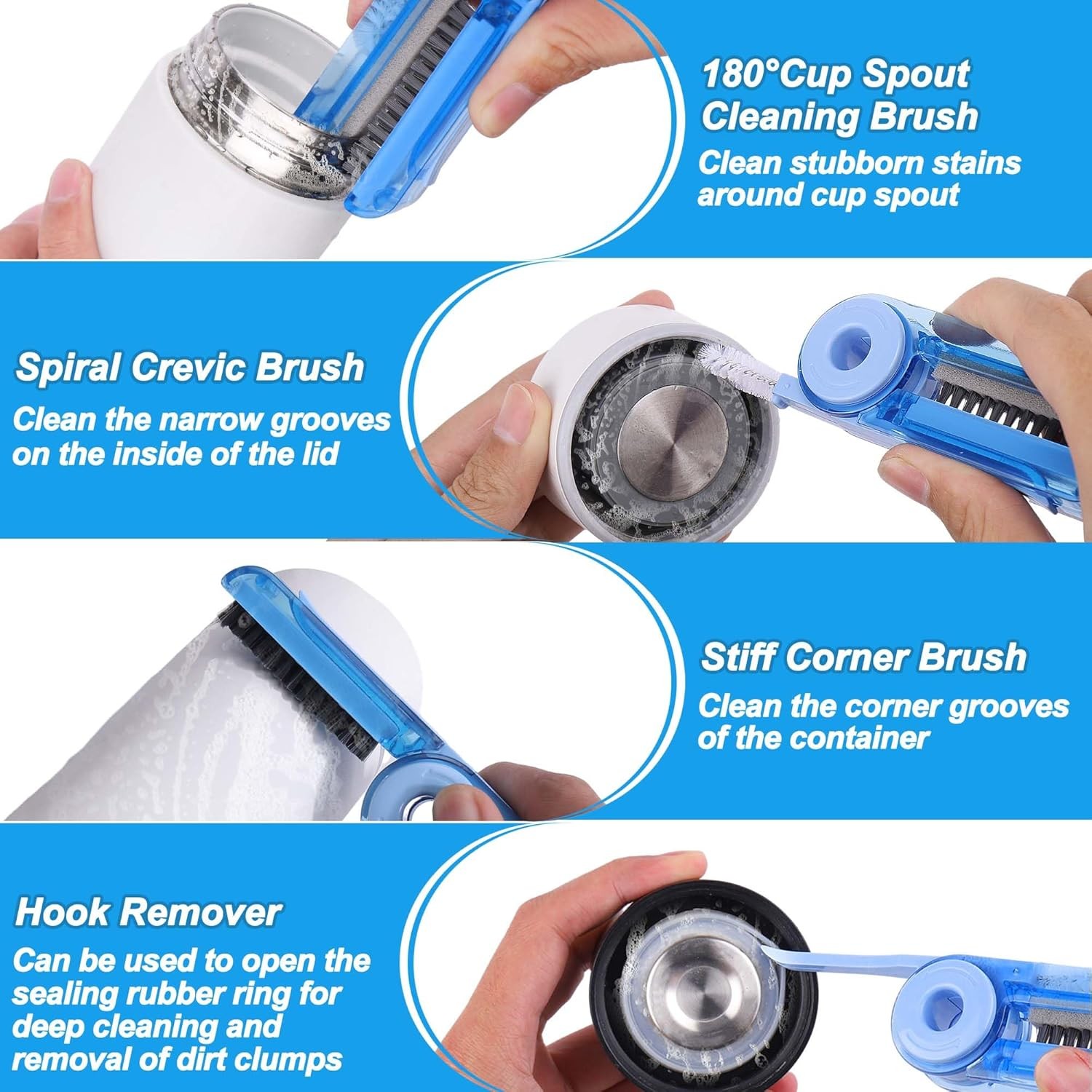4 in 1 Multifunctional Cleaning Brush,3 Pack Water Bottle Cleaner Brush,Bottle