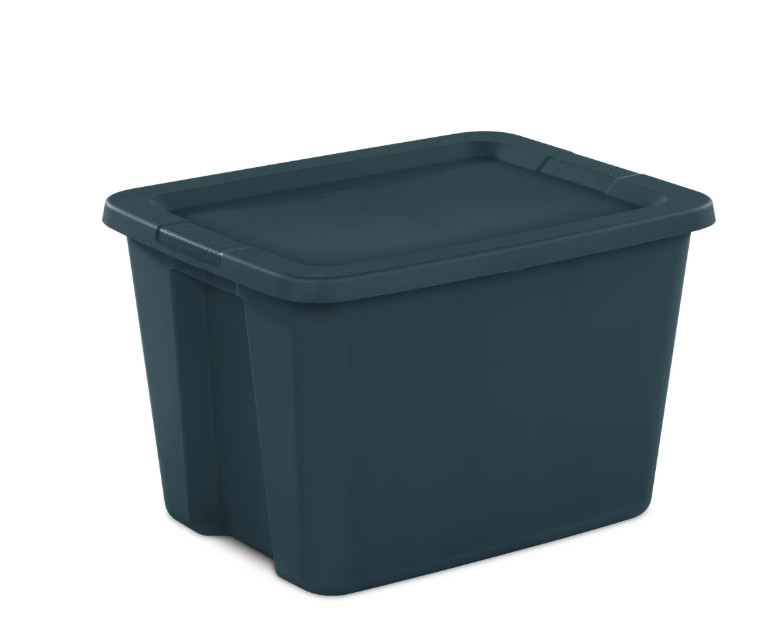 2 Pack 18 Gallon Storage Bin Plastic Container w Lid Teal Stackable Tote