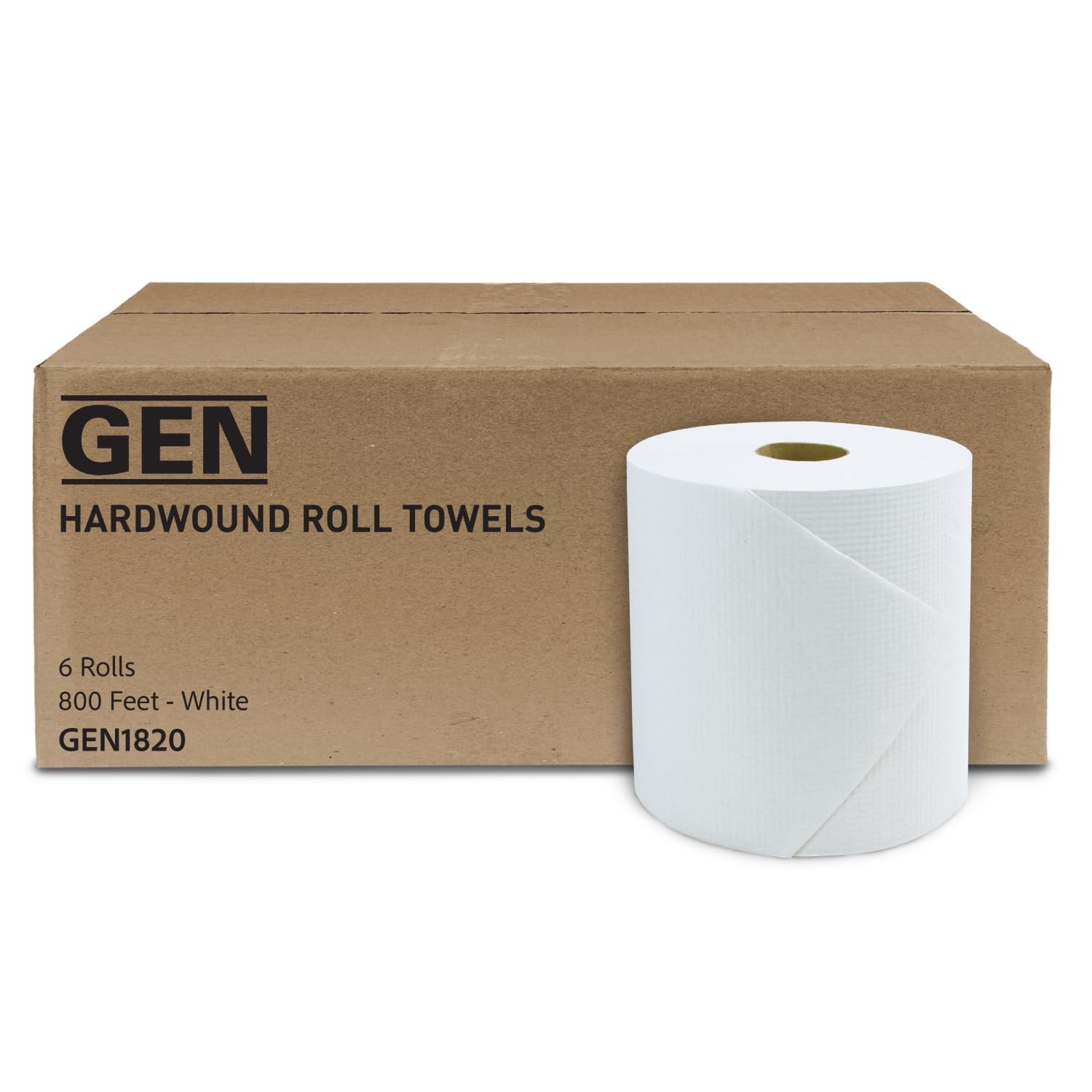 Hardwound Roll Towels White, 8Inch x 800 ft, 6 Rolls/Carto