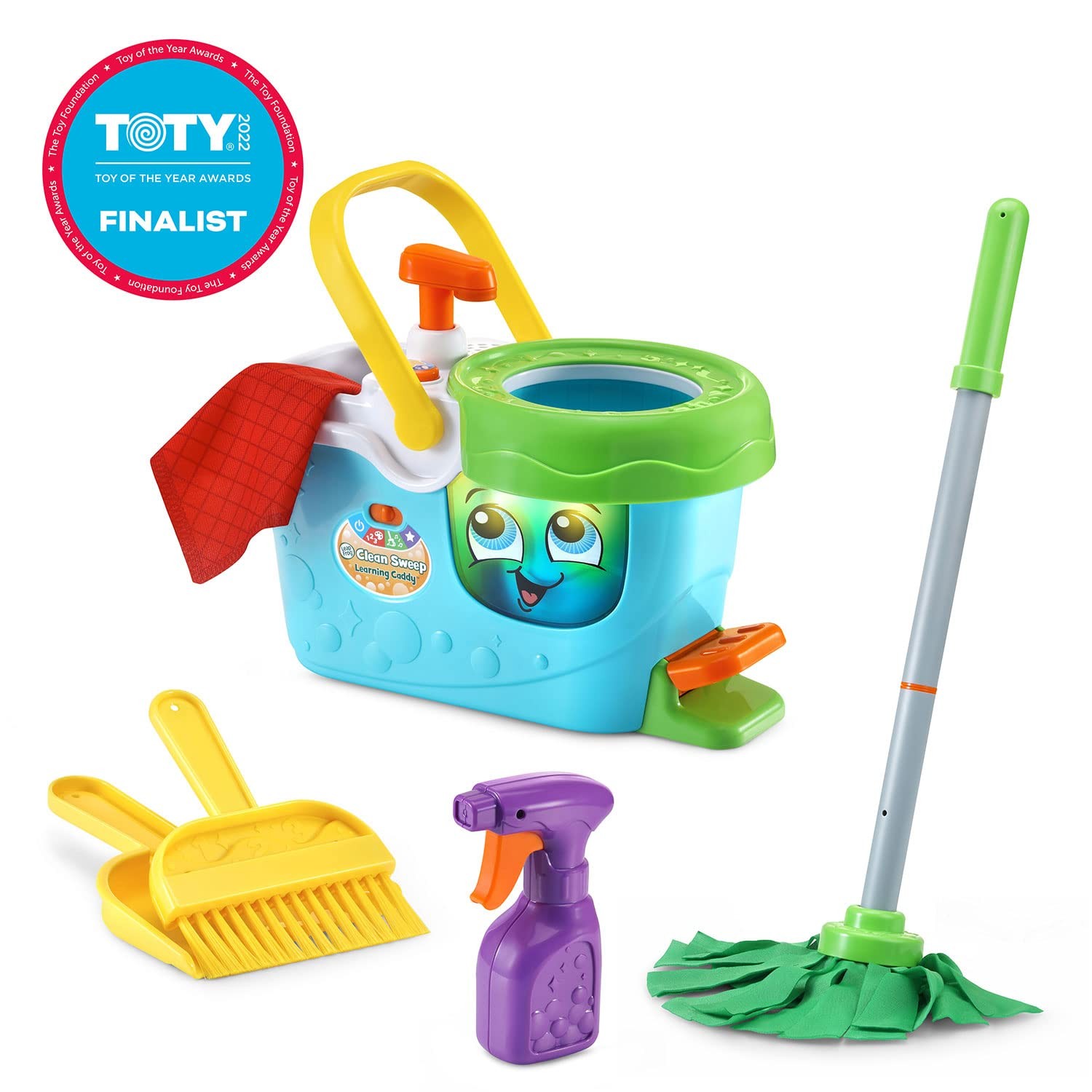 Clean Sweep Learning Caddy, Mop and Broom Cleaning Toy Set for Ages 3-5, Blue