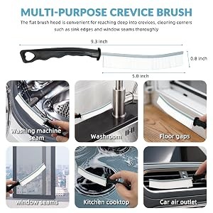 Hard Bristle Crevice Cleaning Brush, Versatile Scrub Tool for Kitchen, Window,