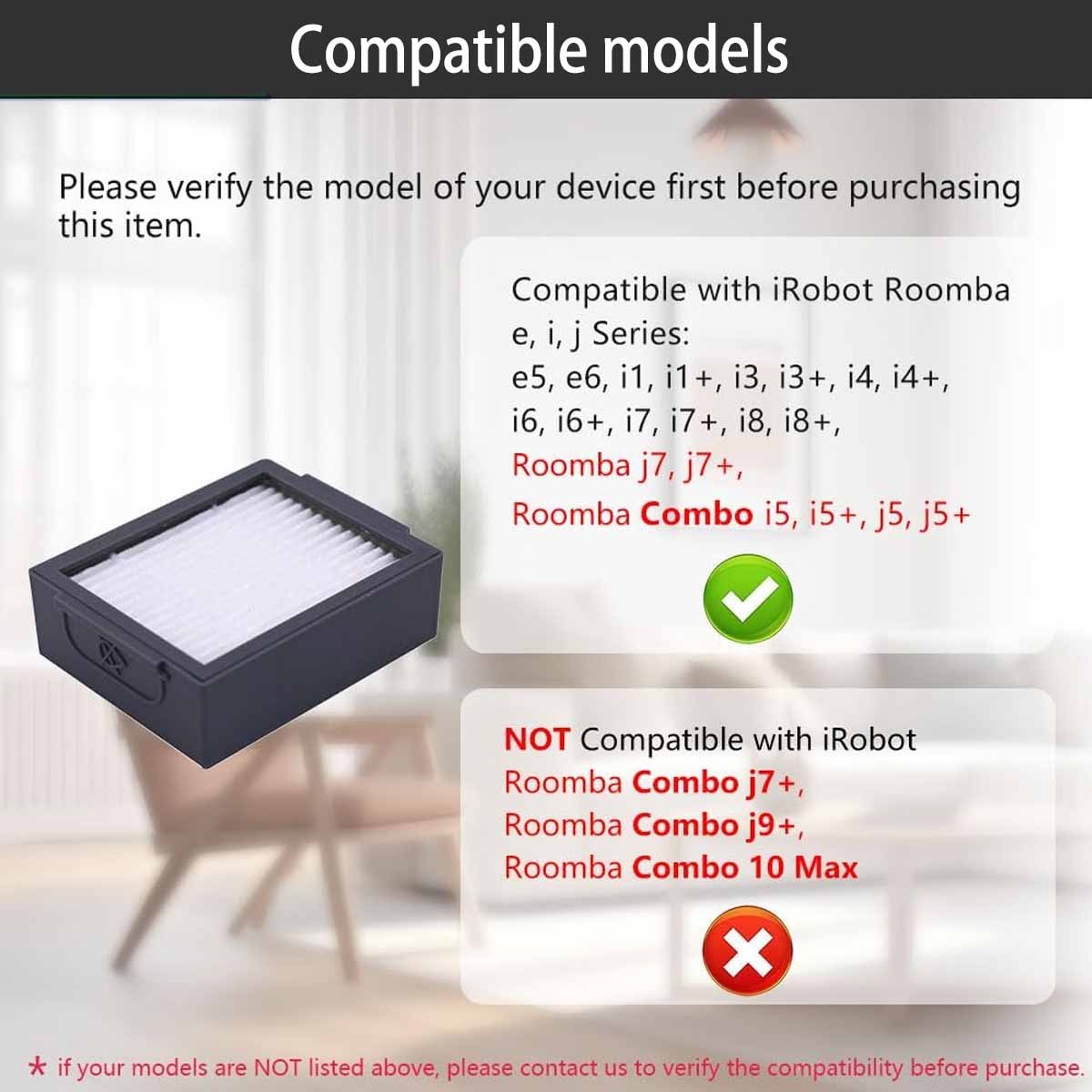 6x Replacement Filter for iRobot i3 i3 E5 E6 E7 Roomba I/E Series Sweeping Robot