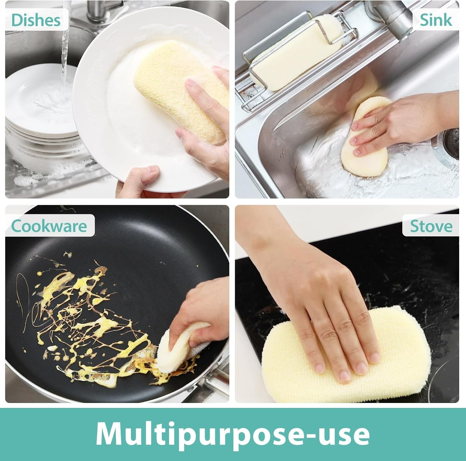 6-Pack Kitchen Scrub Sponges Heavy Duty Dish Scouring Pad Washing Cleaning Brush
