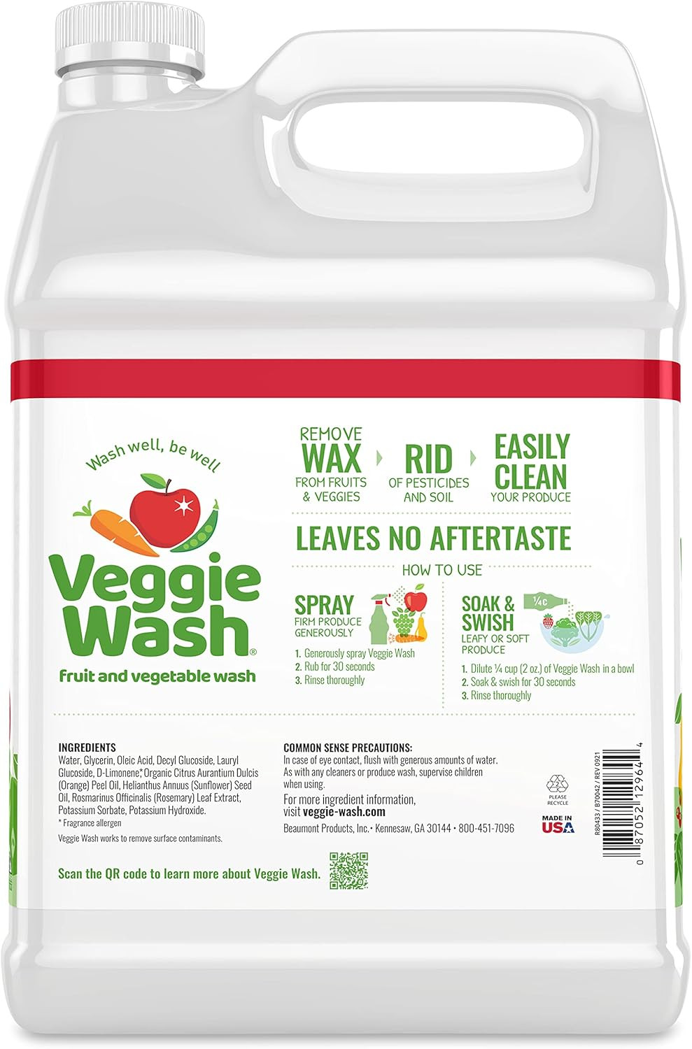 Fruit And Vegetable Ideal For Cleaning Produce 1 Gallon Unscented 128 Fl oz
