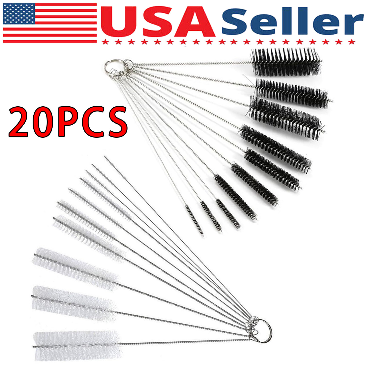 US Nylon Straw Brush Cleaner Bottle Tube Pipe Small Long Cleaning 1-10Set