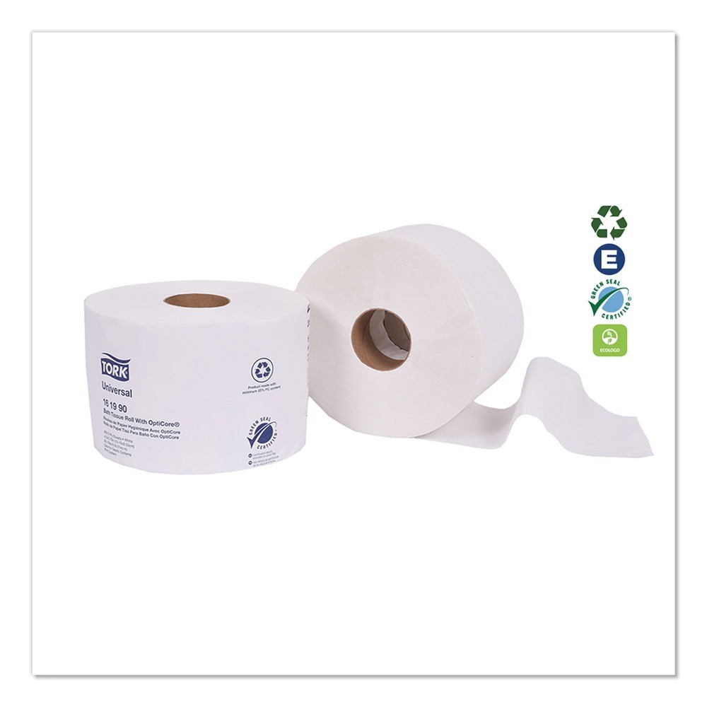 Tork 161990 2-Ply Universal Bath Tissue Roll w/ OptiCore – White (36/Carton) New
