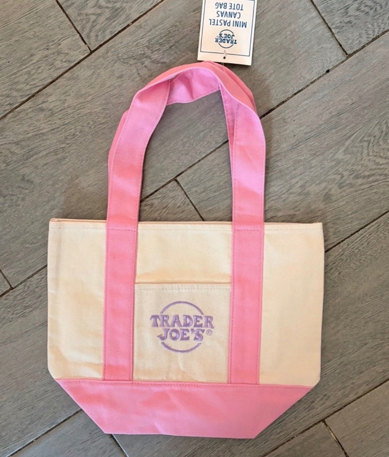Trader Joe’s Mini Canvas Tote Bag Set of 3 NWT Pastel Pink Icy Blue Mint Green
