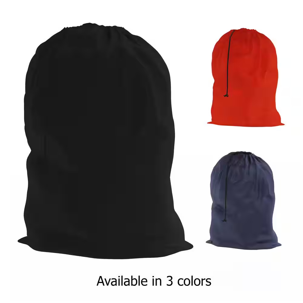 Jumbo Laundry Bag Nylon Heavy Duty Washable Drawstring Black Travel Hamper