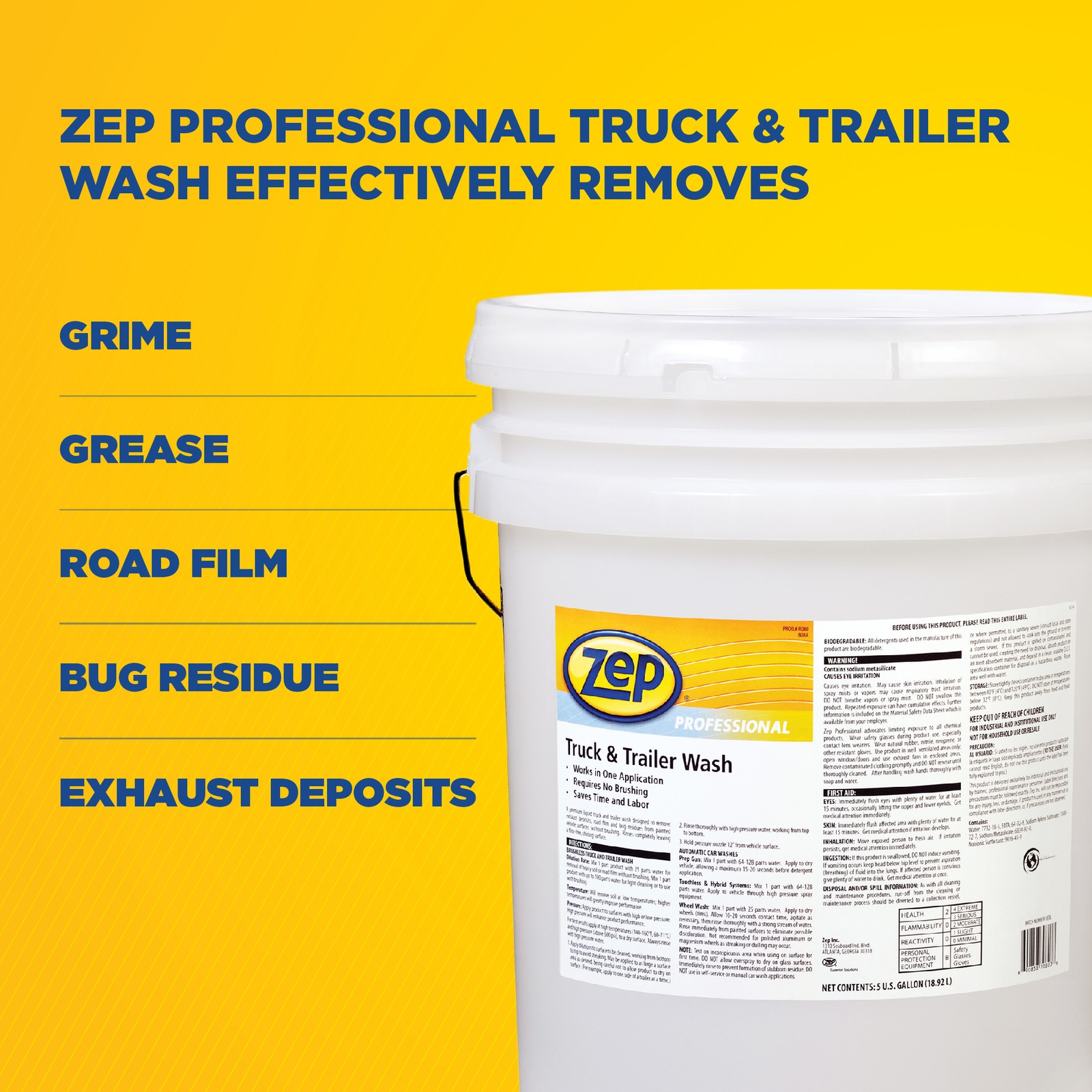 Zep Premium Truck And Trailer Wash 1041566 (5 Gallon Bucket) Professional