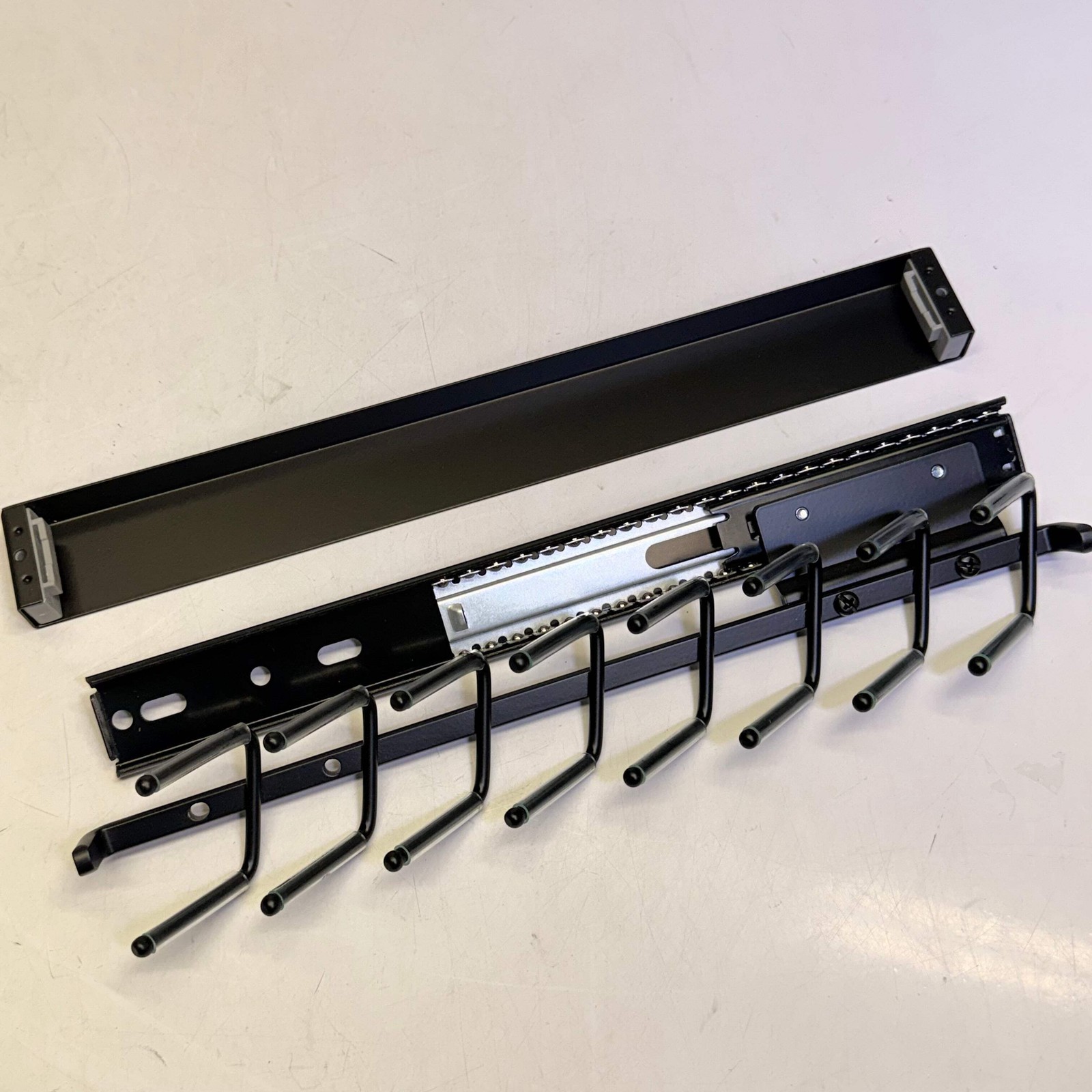 REV A SHELF Deluxe Sliding Pull Out Tie Rack 14″ Matte Black CTRSL-14-MB-1