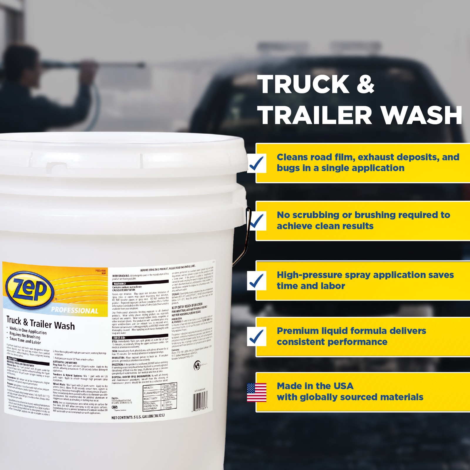 Zep Premium Truck And Trailer Wash 1041566 (5 Gallon Bucket) Professional