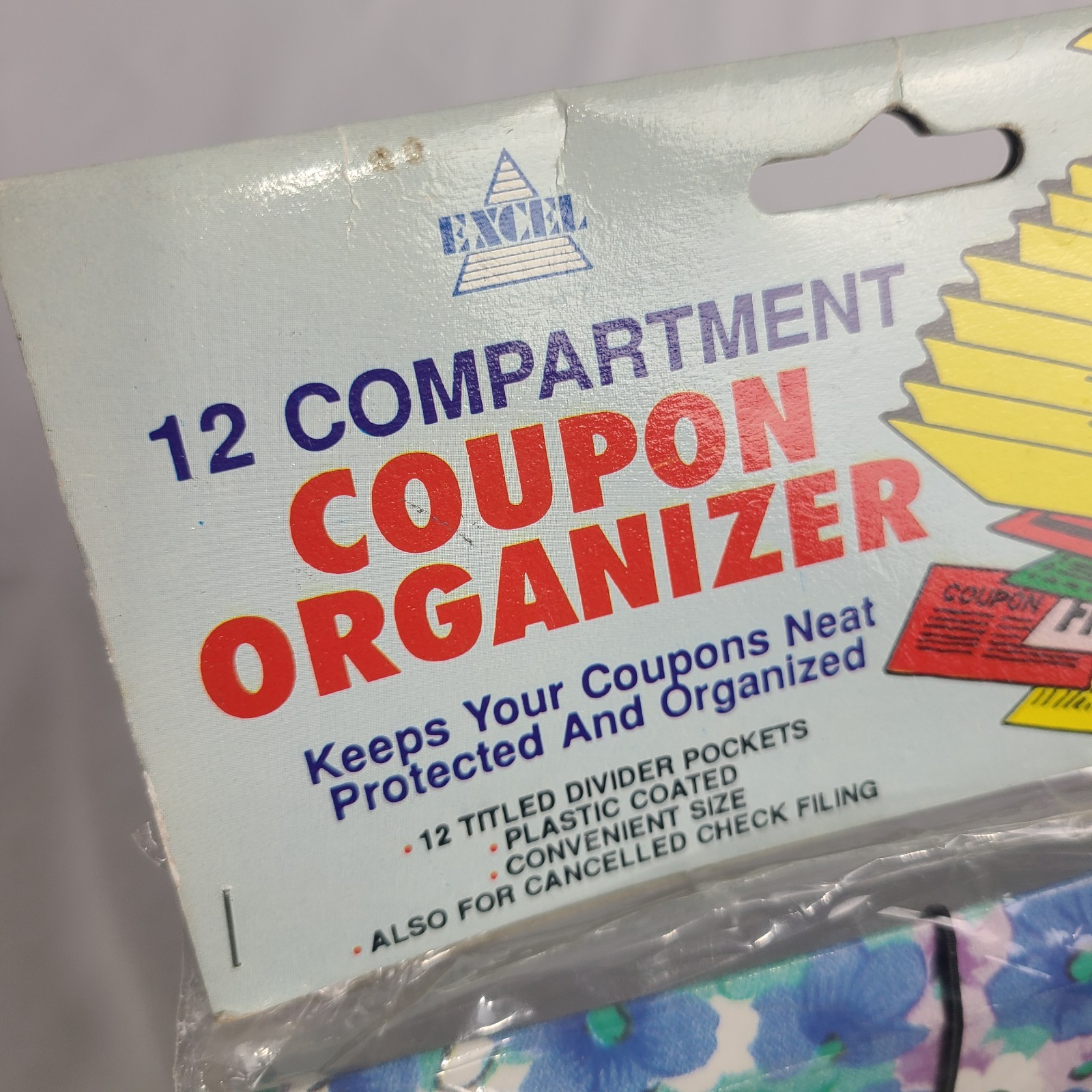 Vintage NOS Coupon Organizer 90s Floral Print Excell 12 Compartment Expandable