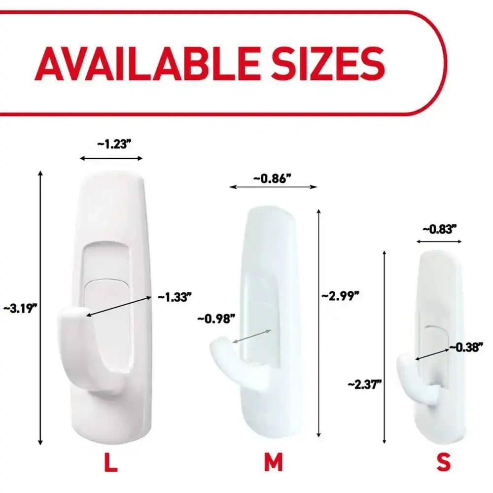 New Command Large Hooks – 12 Hooks, 18 Strips – Lot of 2 Packs – White