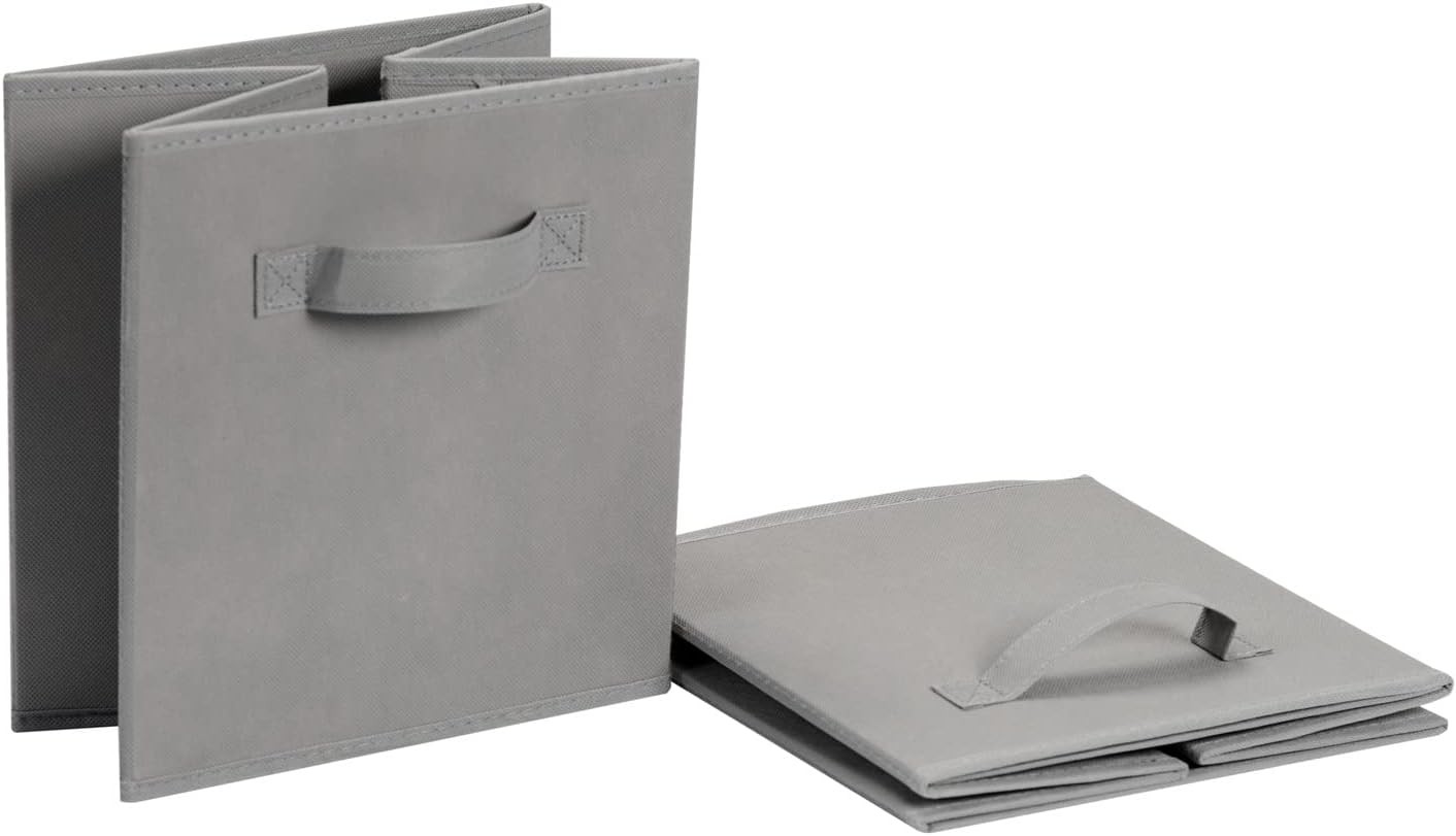 Foldable Fabric Storage Cube with Handle, Gray, 13x13x13 inches, 6-Piece Set