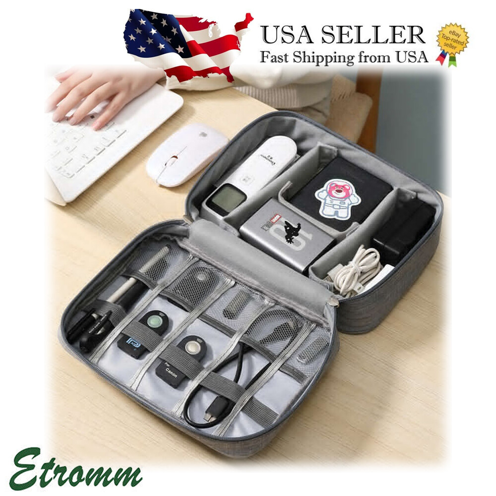 Travel Cable Bag Organizer Charger Storage Electronics USB Case Train Desk Pouch
