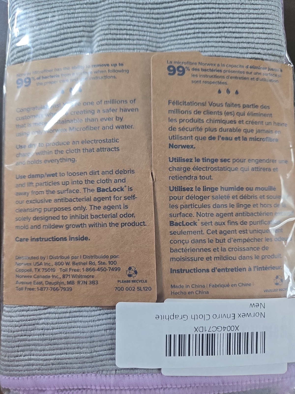 2 Pieces (2 PACK) Norwex Enviro Cloth Gray Cleaning Cloth FAST FREE SHIPPING