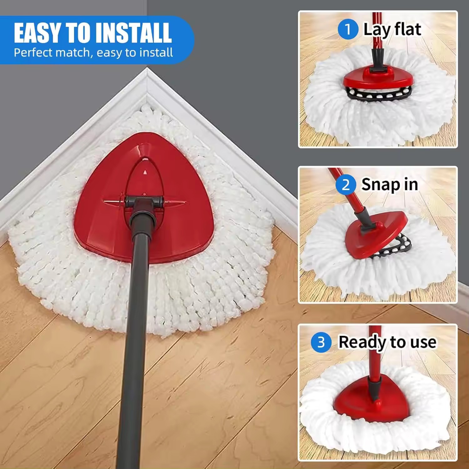 1-6Replacement Microfiber Mop HEAD For O-Cedar Spin Mop Easy Clean Wring Refill