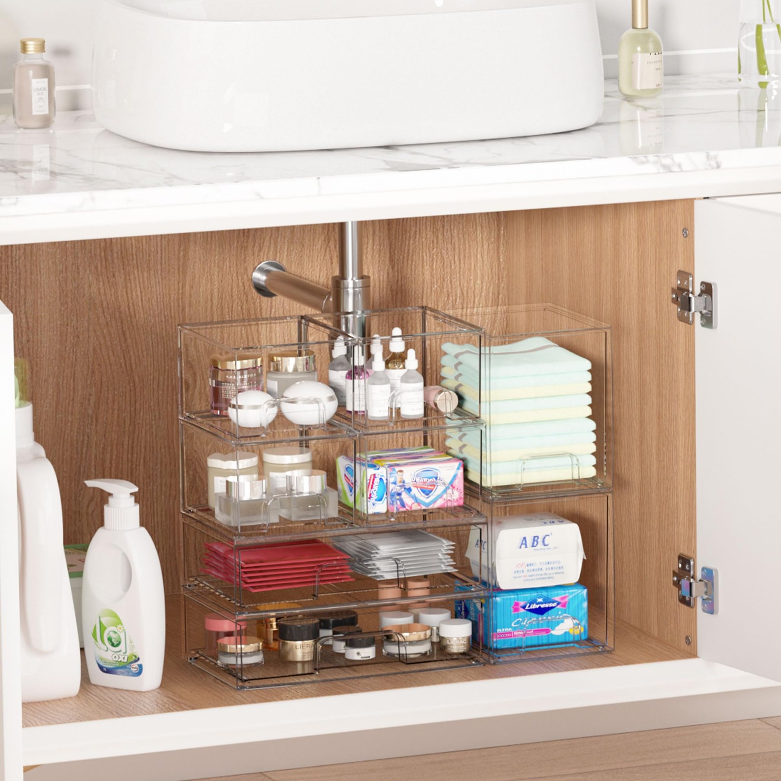 Vtopmart Stackable Storage Drawers Set of 12.1 inches x 7.8 inches, colorless