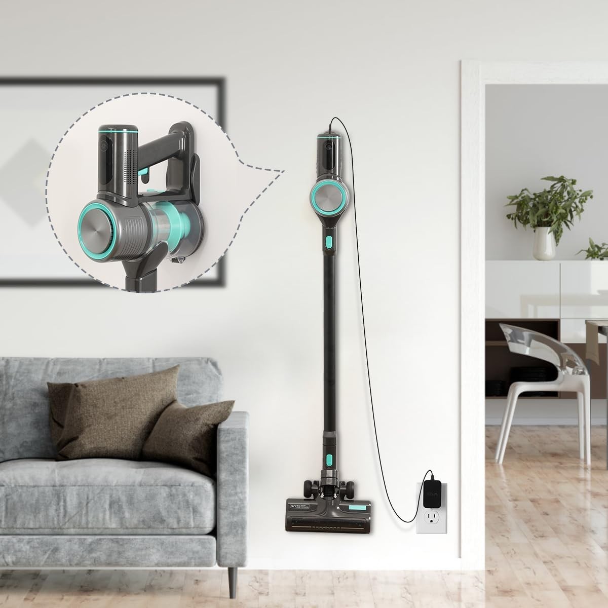 Wyze Cordless Vacuum Wall Mount Holder with Charging Cable Management Clip