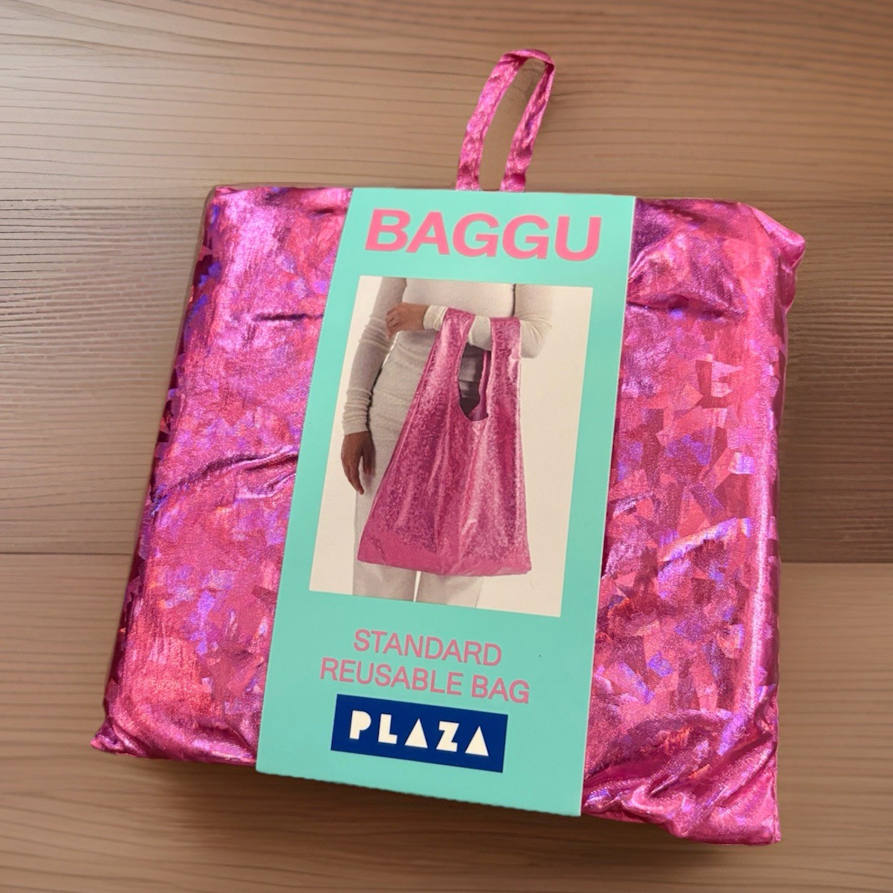 PLAZA Exclusive BAGGU Standard Reusable Bag Holo Metallic Pink Japan Limited HTF