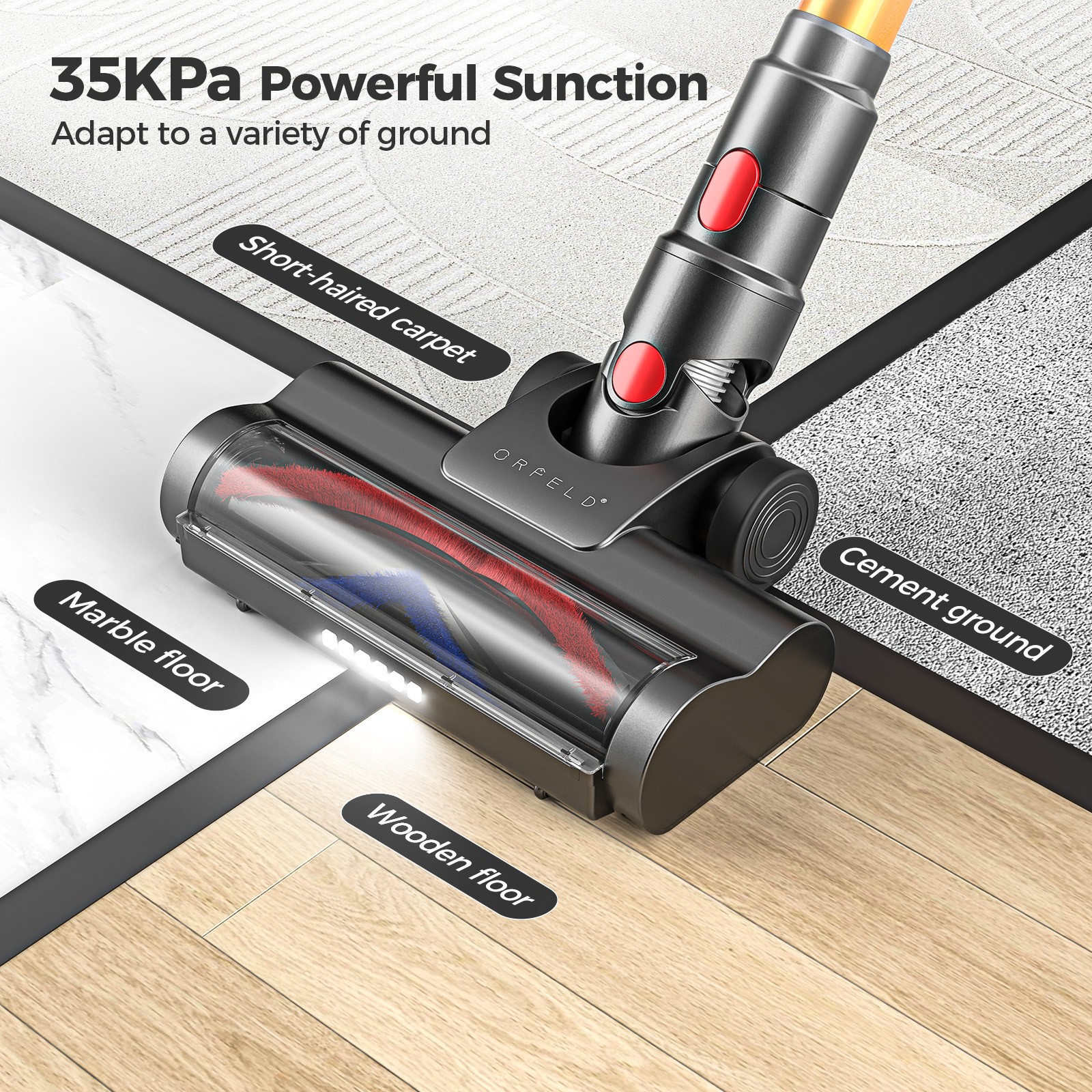Hompany Cordless Vacuum Cleaner Stick 50KPA 6-in1 Lightweight Rechargeable 60min