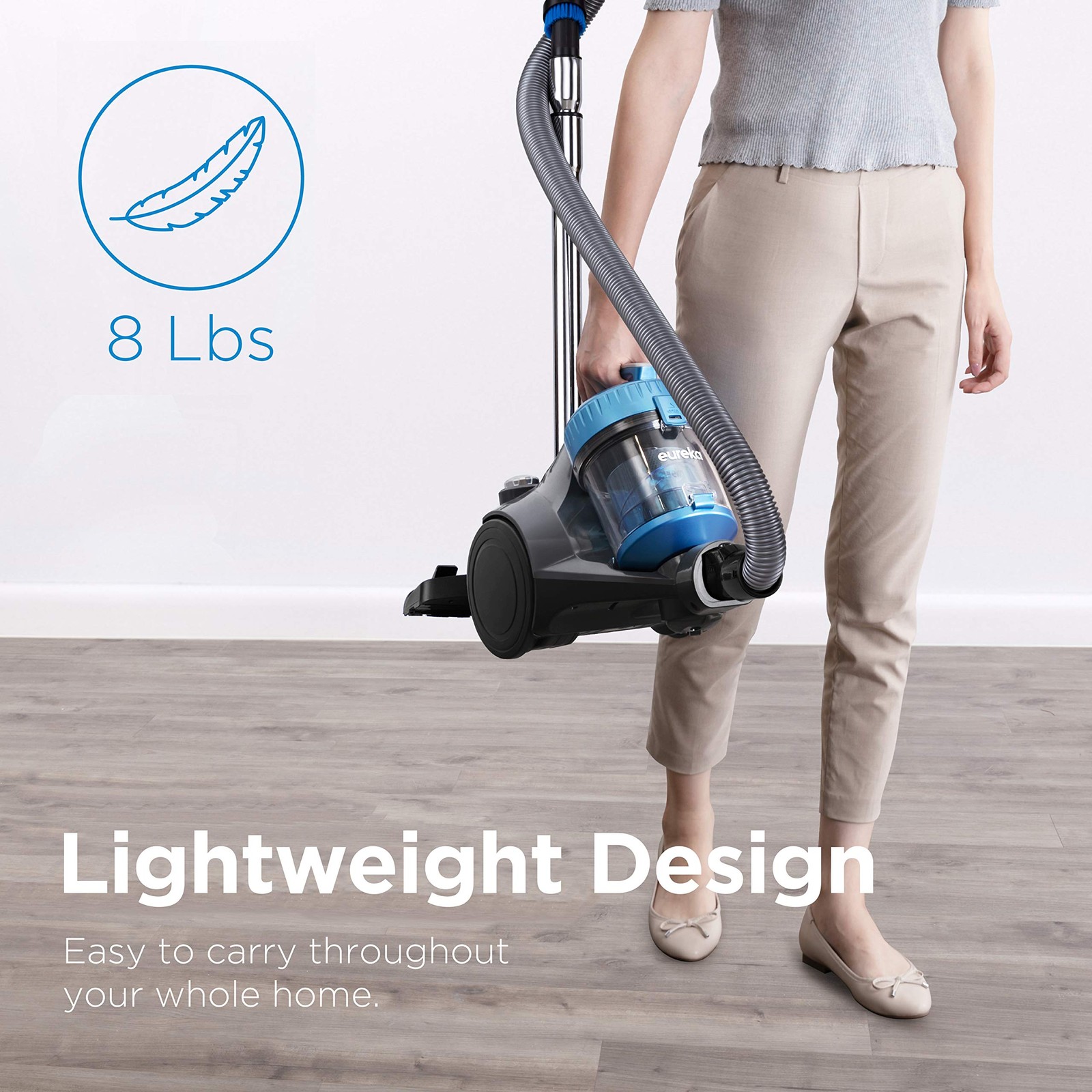 WhirlWind Bagless Canister Vacuum 2.5L, Lightweight for Carpets & Hard Floors