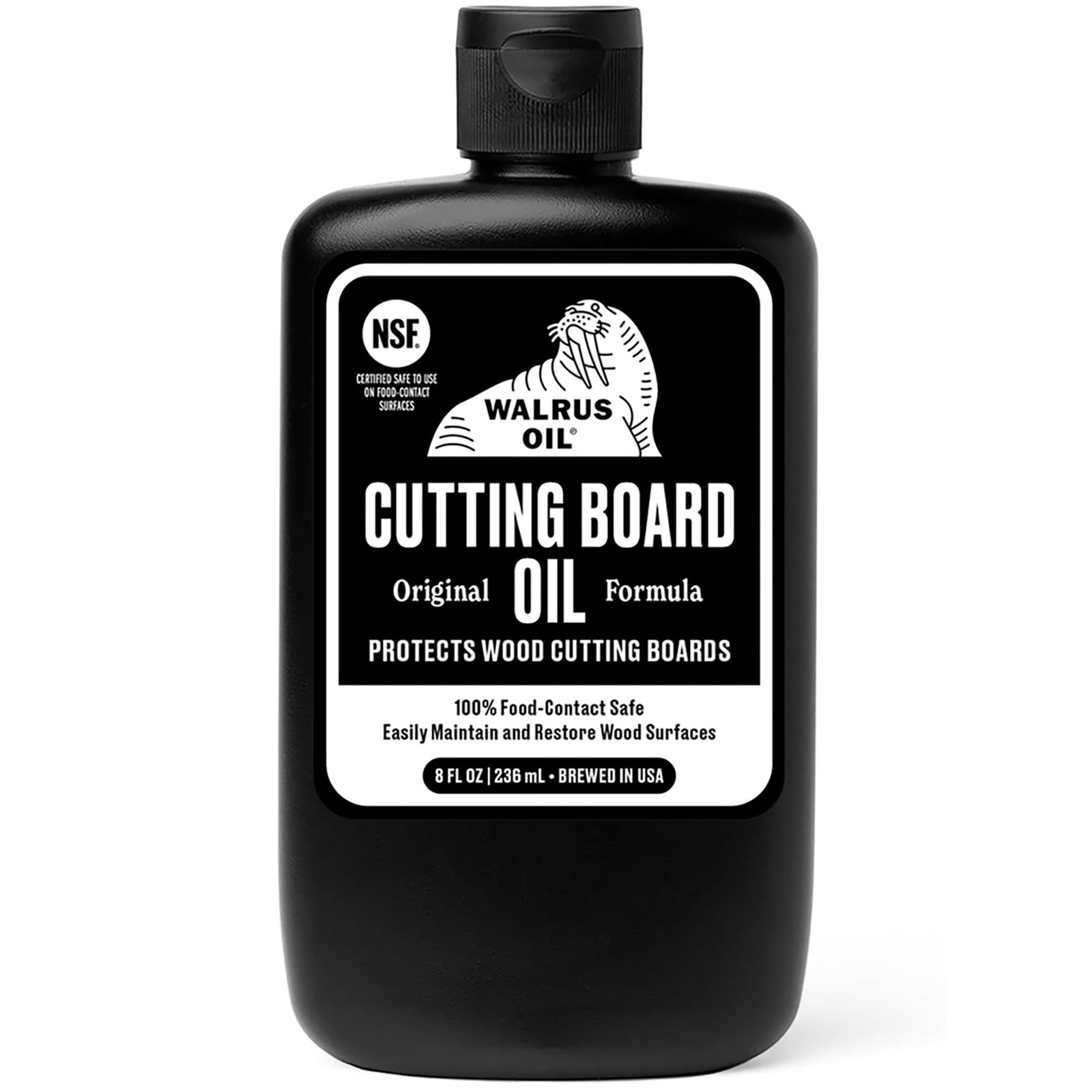 WALRUS OIL – Cutting Board Oil and Wood Butcher Block 8 oz (1/2 pint), Black