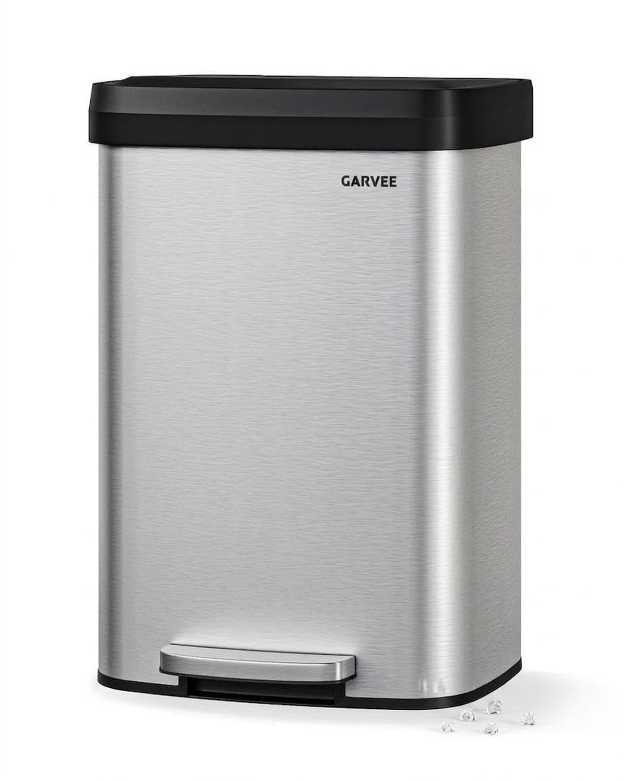 13 Gallon Stainless Steel Kitchen Trash Can with Lid, Rustproof Step-on Garbage