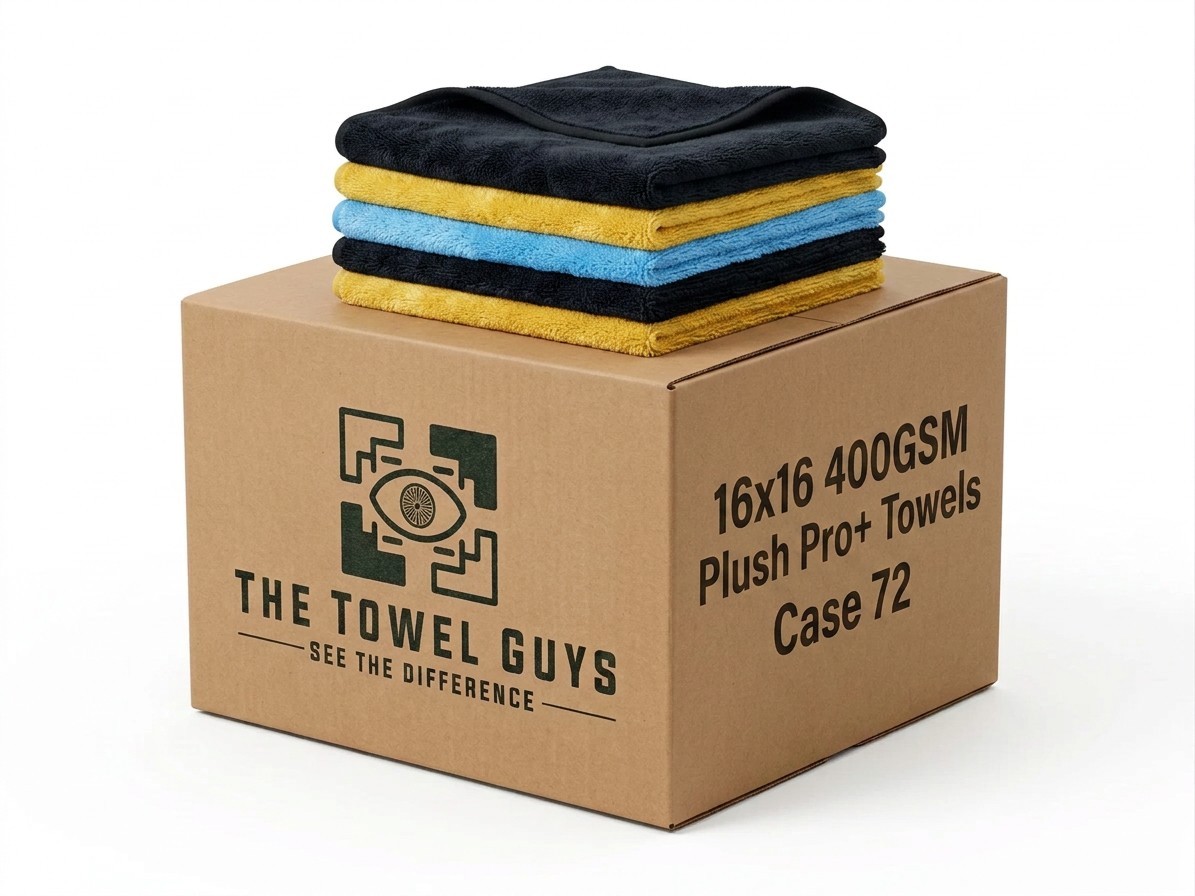 Case 72 16×16 Microfiber Cleaning/Detailing Towels, 400GSM Pro+ Extra Plush, Mix