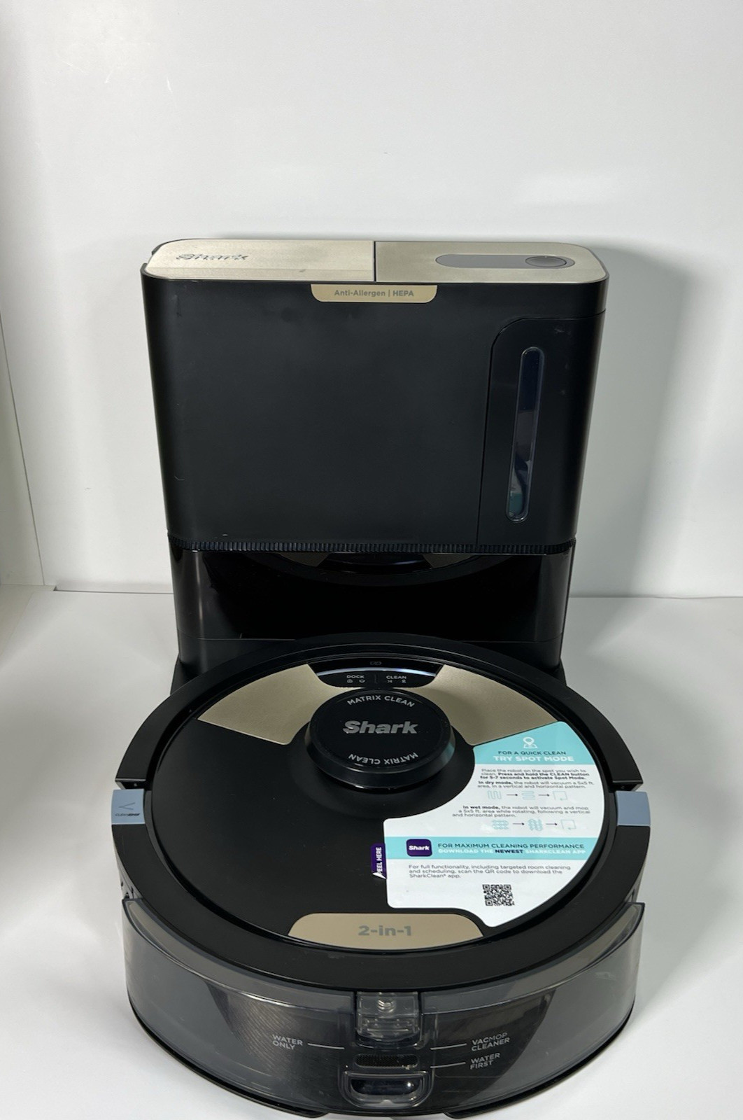 Shark Matrix Plus Robotic Vacuum & Mop AV2610BTUS T3 Self-Empty HEPA Black