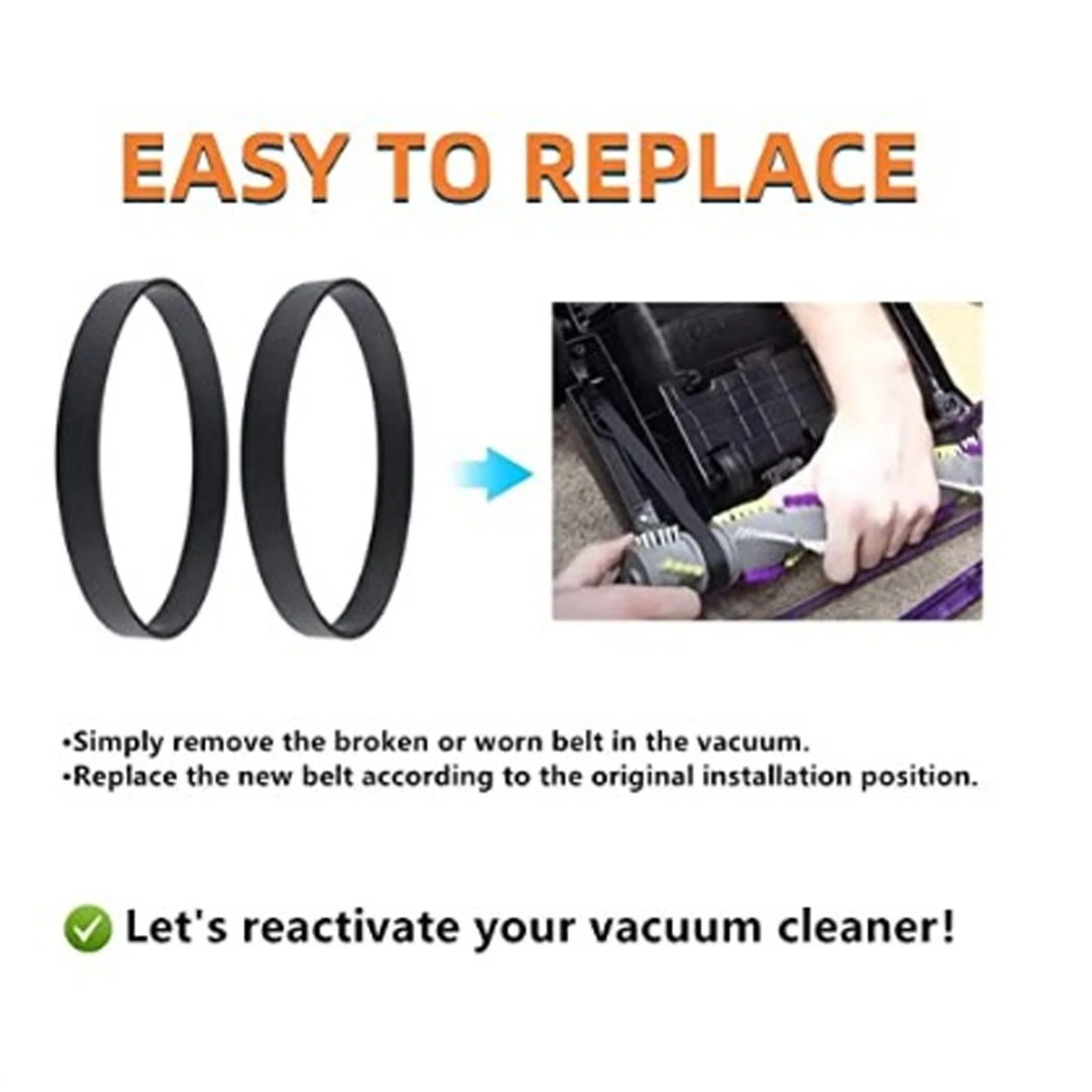 Vacuum Cleaner Belts Style 1606428 Replacement Belt for Bissell Vacuum 2 Pack