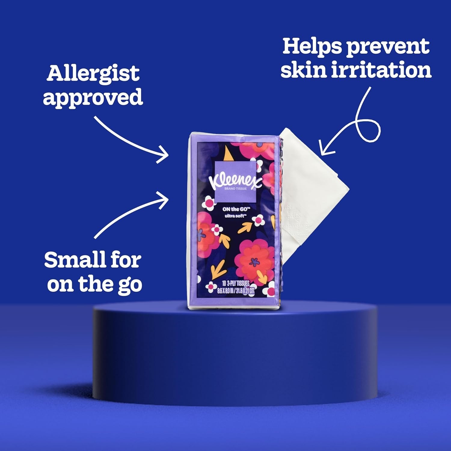 Convenient Travel Pack of Kleenex Facial Tissues, 8 Sets of 10, Ultra Absorbent