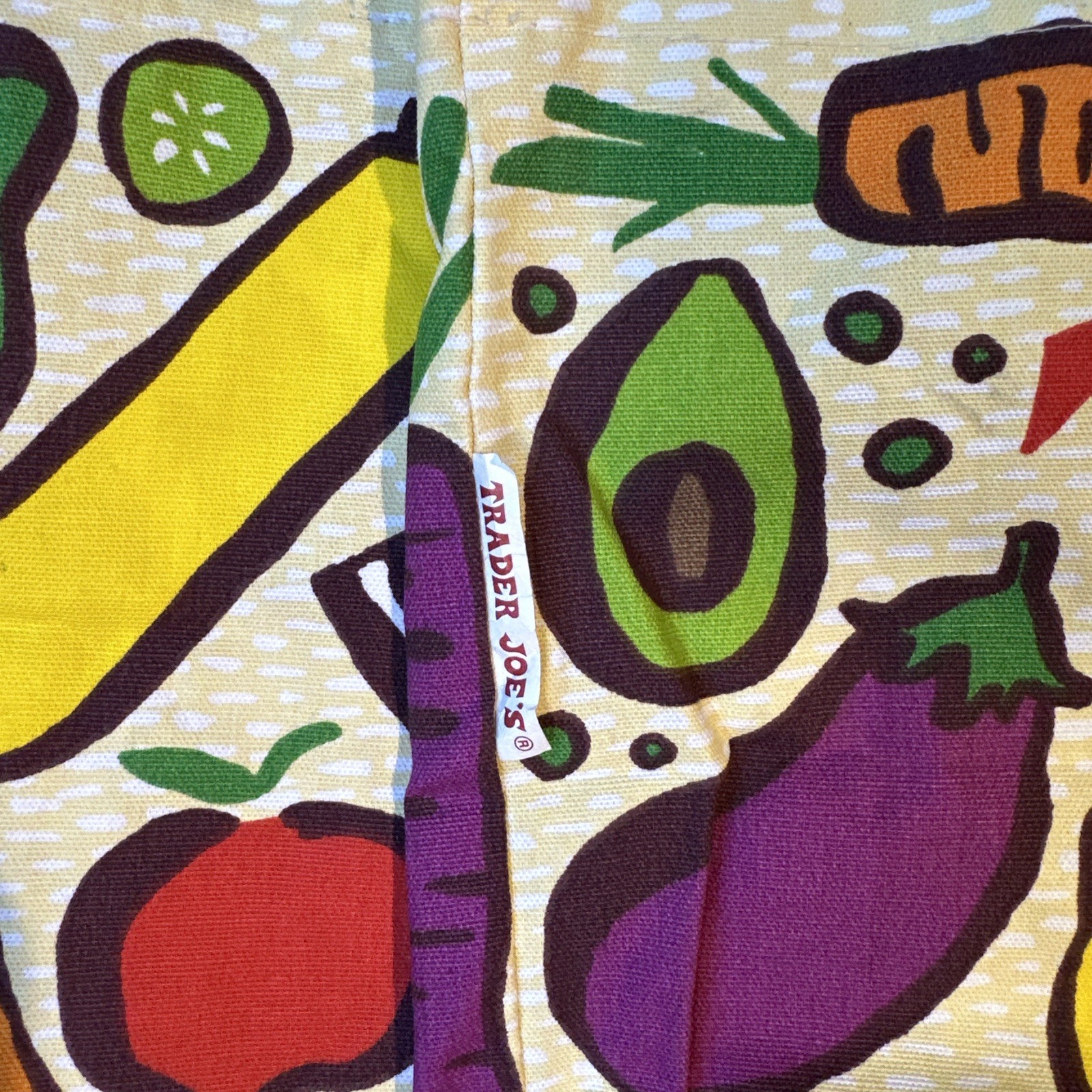 TRADER JOE’S Reusable Canvas Shopping Grocery Tote Bag Fruits Vegetables USA