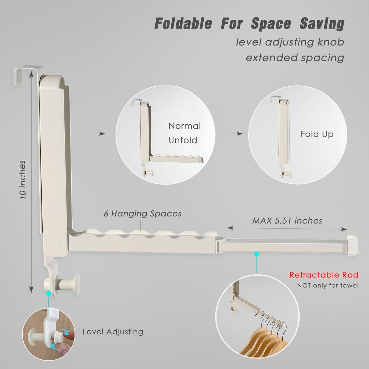 All-Metal Over The Door Drying Rack with 3 Brackets – Compact & Durable
