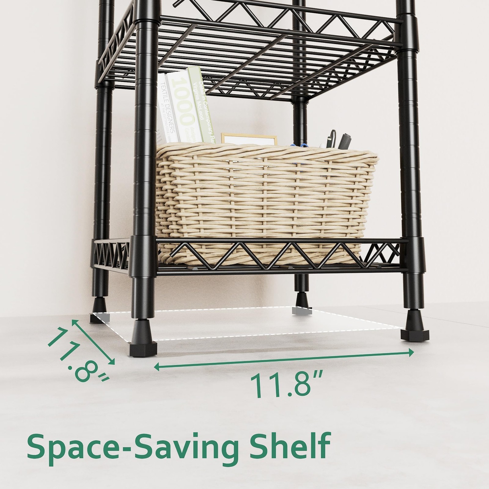 GIOTORENT 5 Tier Standing Shelving Metal 11.8D x 11.8W x 50.0H (5Tier), Black
