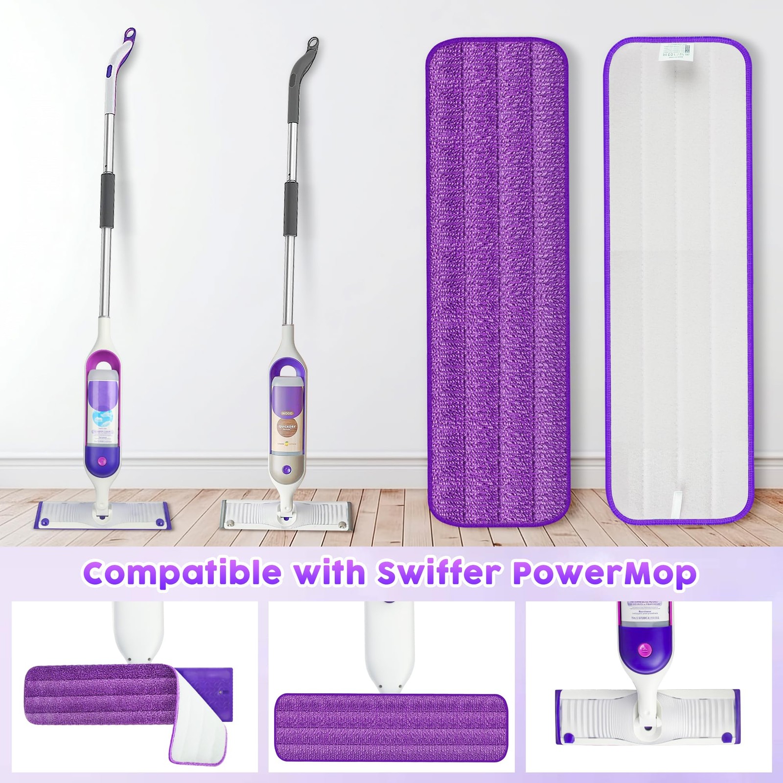 6 Mop Pads Replacement, Super Absorbent, Fits Most Mops, Multicolor