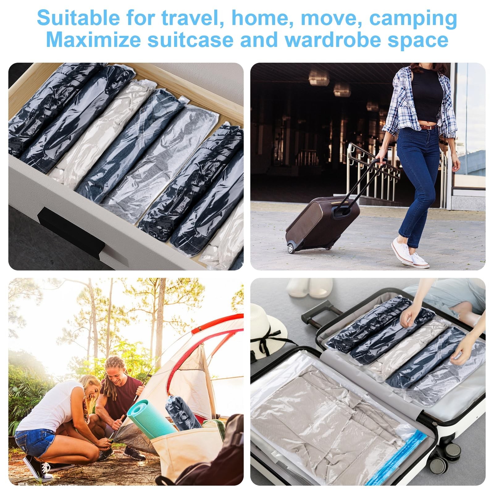 Compression Bags for Travel Storage Space Saver Travel Organizers Clothing Pa…