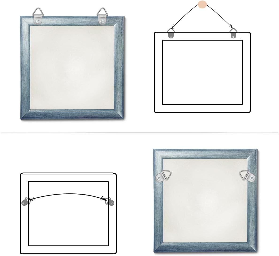 100Pcs D Rings Frame Hooks for Picture Hanging with Screws for Hard Wall