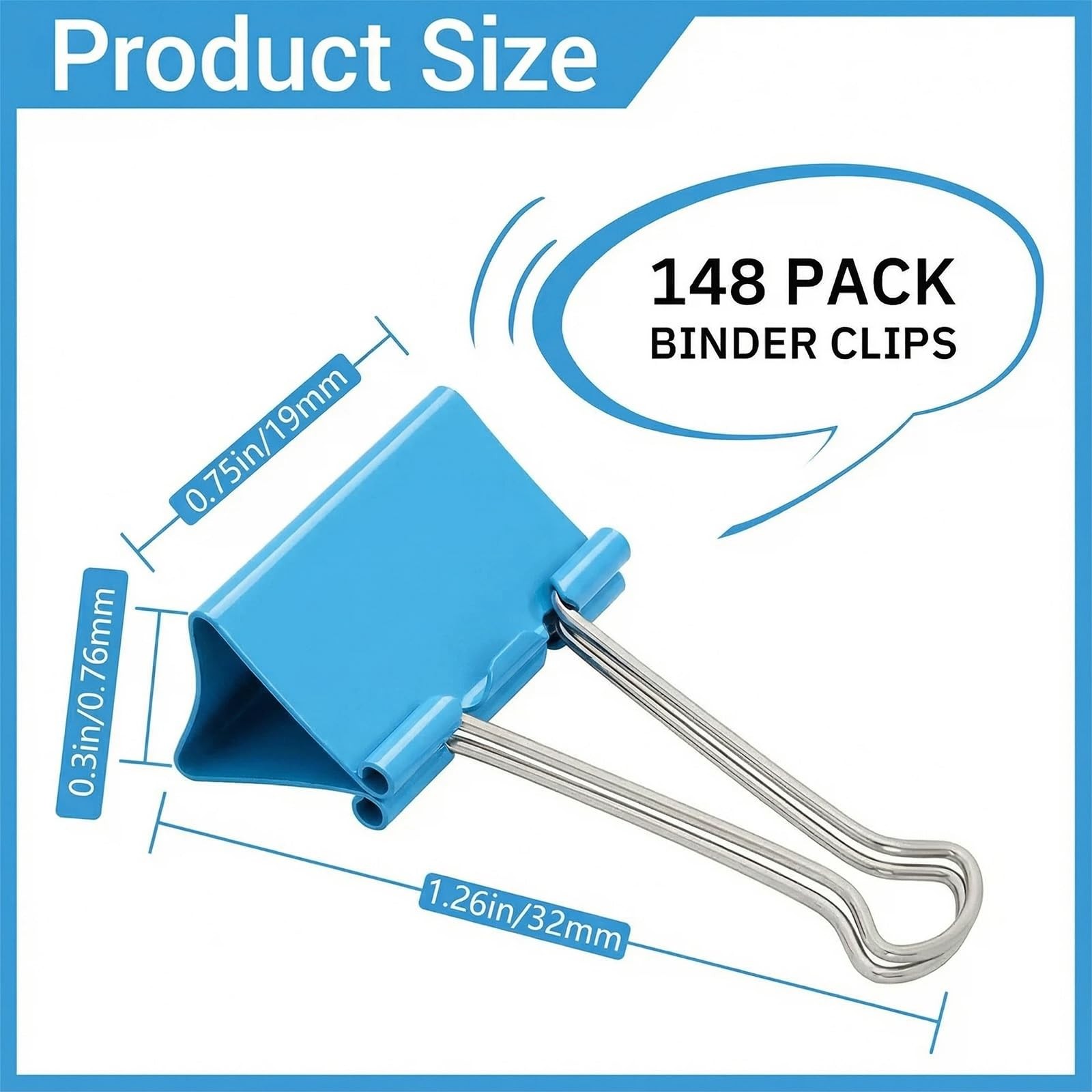 148Pcs Small Binder Clips Assorted Colored, 0.75 in/19mm, Colored
