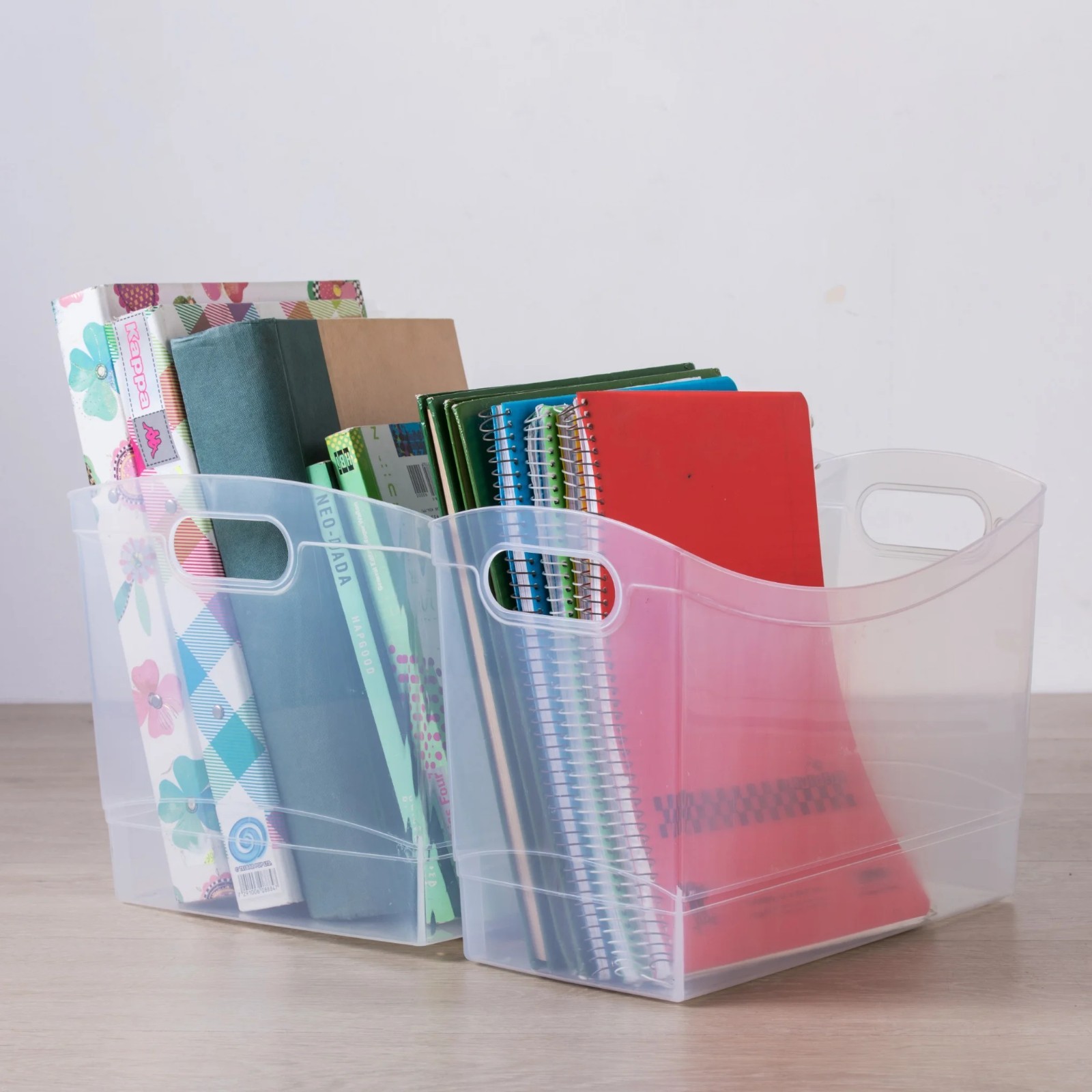 Mainstays Clear Utility Storage Organizer Bin Built Handles, 15.3″ x 10.4″ x 9.8