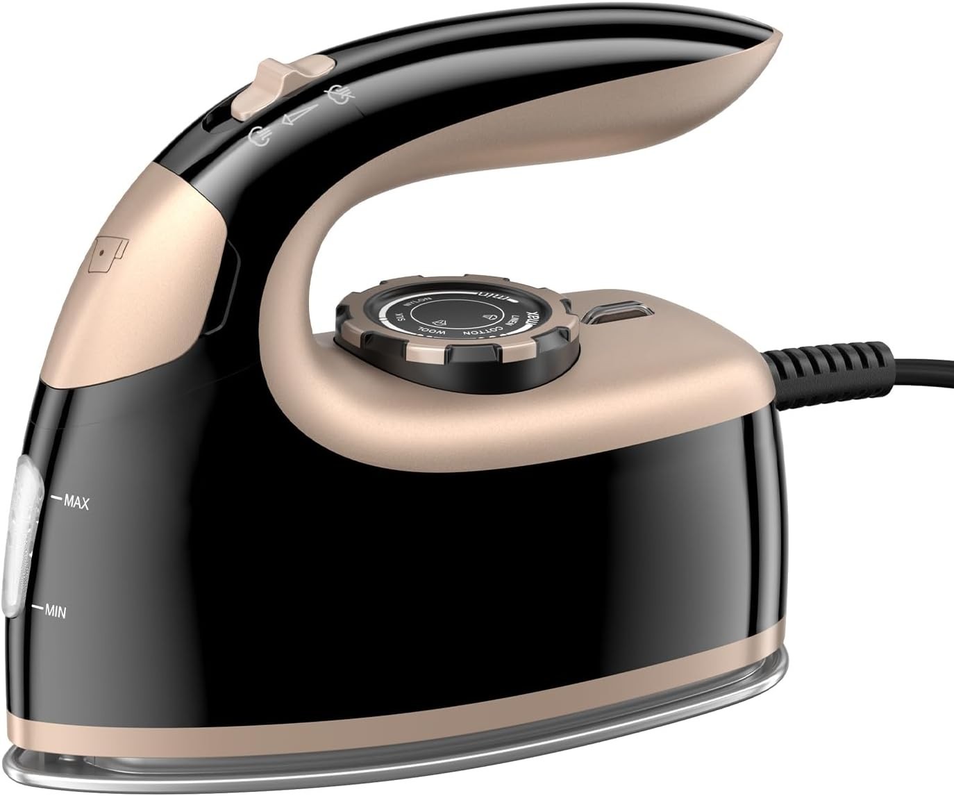 Black Gold 1000W Mini Steam Iron Portable Non-Stick Soleplate 90ML Tank